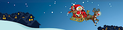 Fætter BR i julemandens slæde med rensdyr