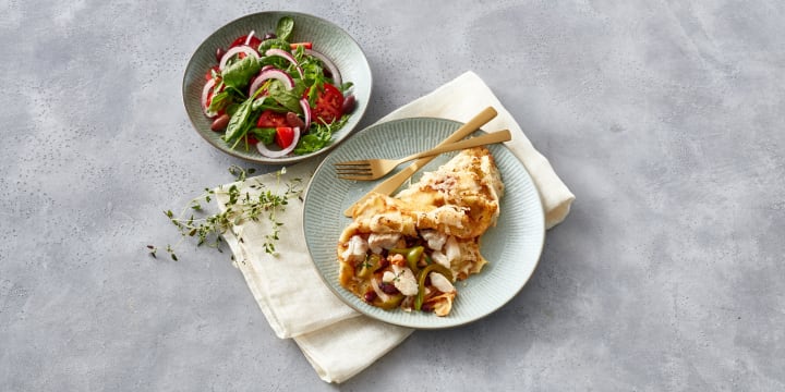 Pandekager med fisk og grønt