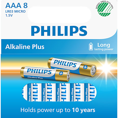 Philips Alkaline Plus AAA batterier 8-pak 1 stk.