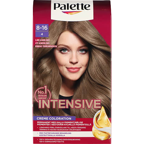 Palette Intensive Creme Coloration permanent hårfarve 8-16 4 Lys Askeblond 1 stk.