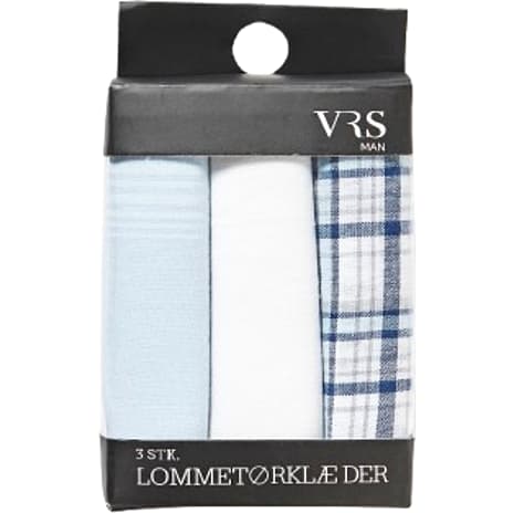 VRS Herre 3-pak Lommetørklæder Str. Onesize Blå