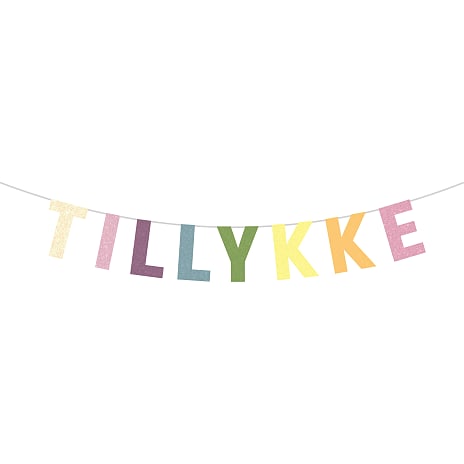 Andre Mærker Salling guirlande tillykke m. glitter L: 2,5 meter - multifarvet 1 stk.