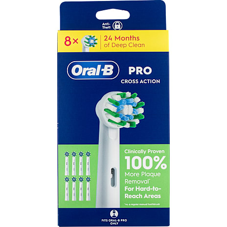 Oral-B CrossAction tandbørstehoveder 8-pak - hvid 8 stk.