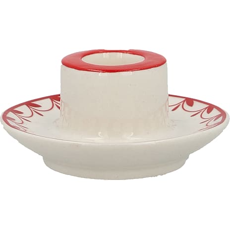 Julefryd Keramik Stage Med Rød Kant 8 x 4 cm Hvid