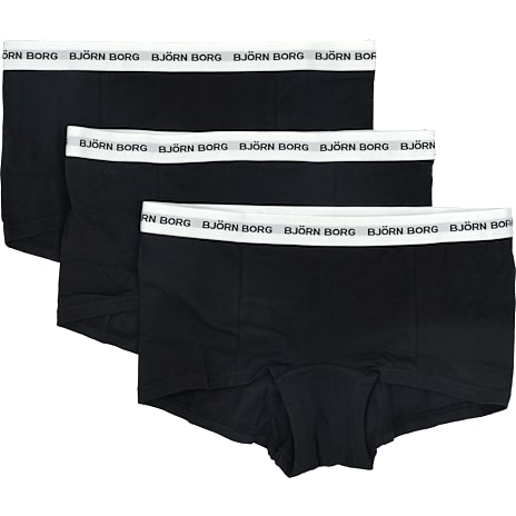 BJØRN BORG Dame 3-pak Shorts Str. L Sort