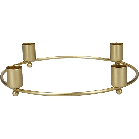 Rund Metaladventsstage Diameter 24,5 cm Guldfarvet
