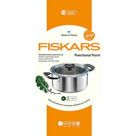 Fiskars Functional Form gryde m/låg (3 l) 1 stk.