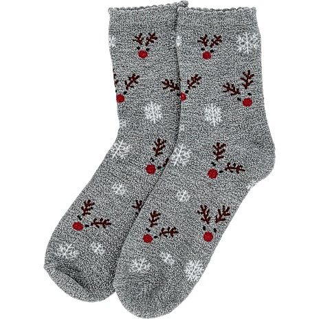 VRS dame glimmer julestrømper med rensdyr str. Onesize - sølv 1 stk.