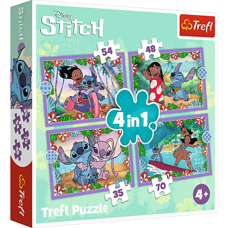 Trefl Lilo & Stitch Puslespil 4-i-1 35, 48, 54 Og 70 Brikker