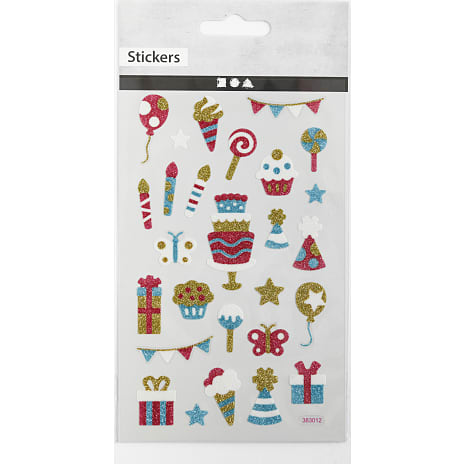 Glitterstickers Fødselsdag