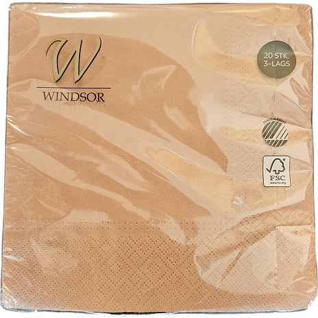 Windsor ensfarvede servietter 33x33 cm 20-pak - kobber 20 stk.