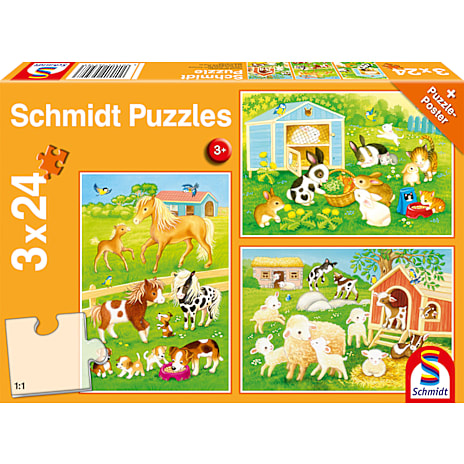 Schmidt Spiele Bondegård Puslespil 3x24 Brikker
