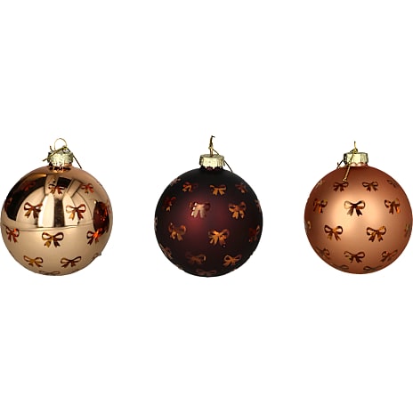Julefryd Juleglaskugle 8 cm Med Sløjfer Assorteret