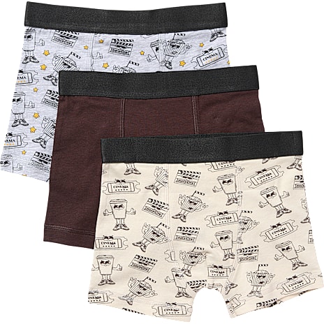 VRS børne 3-pak boxershorts str. 110/116 - beige/brun/grå 1 stk.