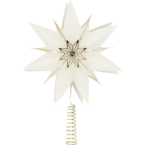Julefryd Papirtopstjerne Med Metal Og LED 28 cm Hvid Og Guld