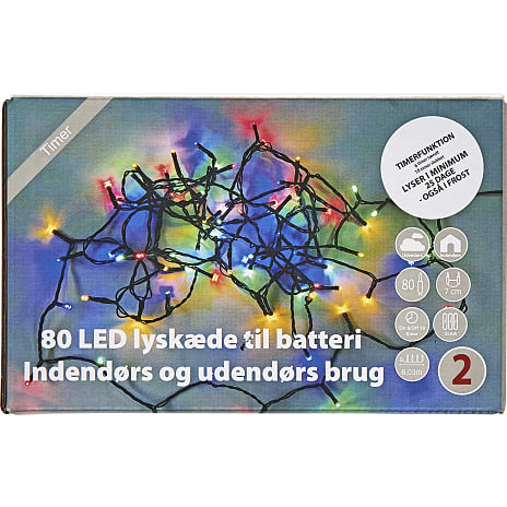 Lyskæde 80 LED Multifarvet