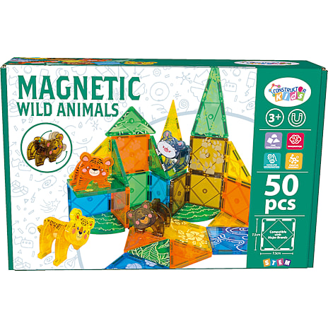 Constructor Kids Magnetisk Byggesæt 50 Dele Vilde Dyr