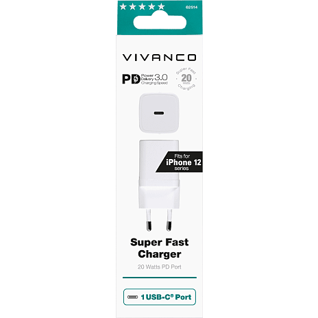 Vivanco Hurtig USB-C PD 20W oplader Hvid