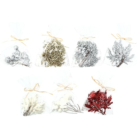 Julefryd dekorationspynt med glimmer, assorteret