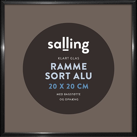 Salling Sort ramme m. glas - 20x20 cm 1 stk.