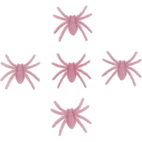 Halloween Fluffy Edderkopper 5-pak 7x6 cm Pink