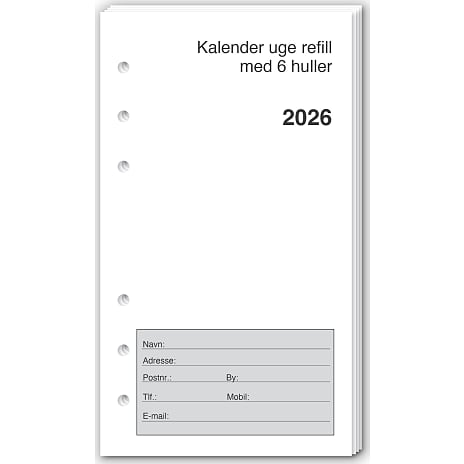 1Conzept Kalender 2026 Refill Med 6 Huller
