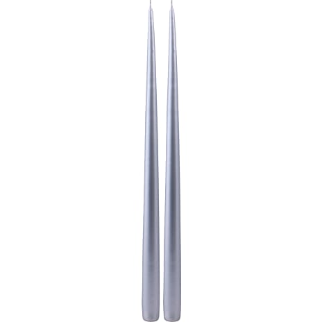 Windsor hånddyppede lys med lak H: 39 cm 2-pak - sølvfarvet 130 g