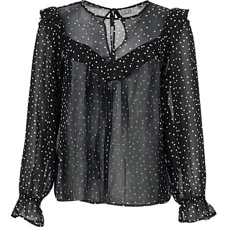 VRS Dame Chiffon Bluse Str. 2XL Sort