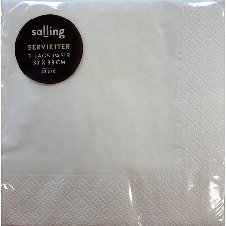 Salling Ensfarvede Servietter 33x33 cm Hvid