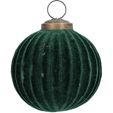 Julekugle Velour 80 mm Grøn