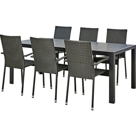 Carlton Havebord Med 6 Mallorca Havestole Sort