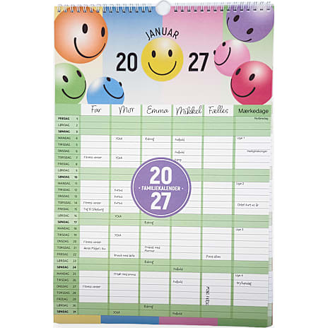 1Conzept Familiekalender 2027 Smileys