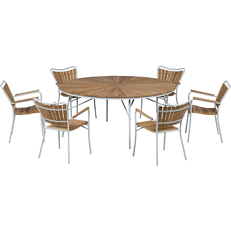 Kerteminde Ø170 Teak Havemøbelsæt Med 6 Stole Teak/Hvid