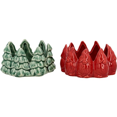 Porcelænsstage Til Bloklys Jul Diameter 10,7-11 cm Assorteret