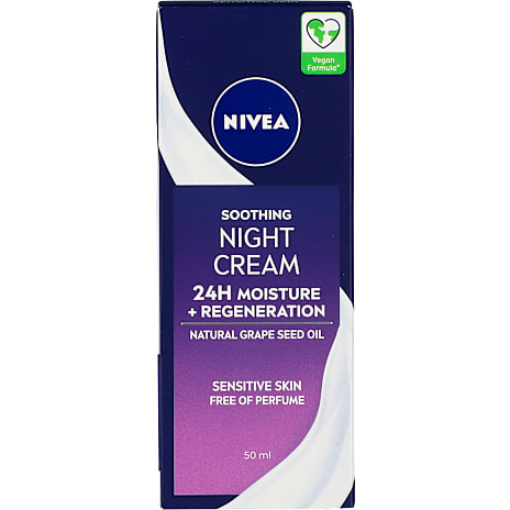 Nivea Soothing natcreme m. vindruekerneolie sensitiv hud 50 ml