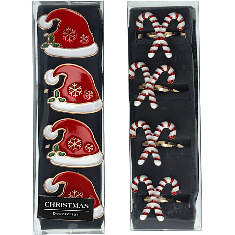 Juleservietringe 4-pak - flere varianter - assorteret 4 stk.