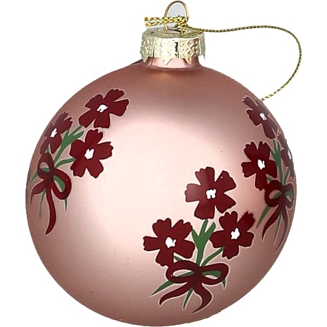 Julefryd juleglaskugle med blomster, assorteret
