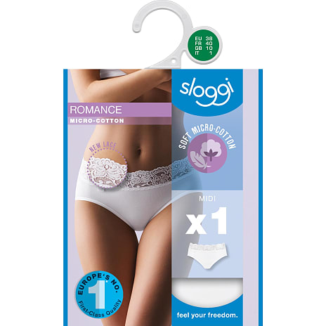 Sloggi Dame Midi Trusse Romance Str. 38 Hvid