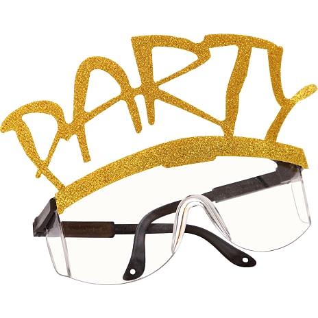 Sjove sikkerhedsbriller - guld party