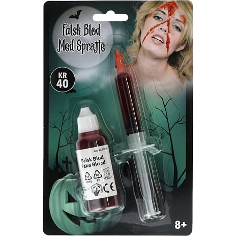 Halloween Kunstigt Blod med Sprøjte Rød