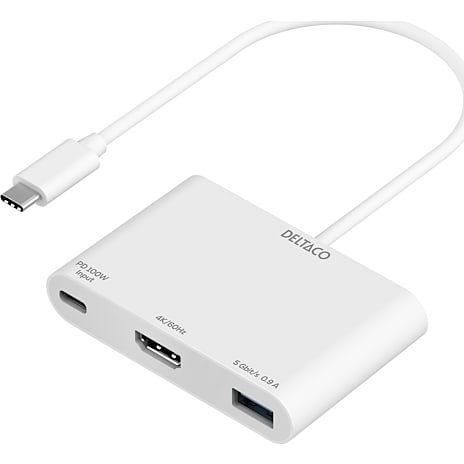 Deltaco USB-C 4K 60Hz Adapter Hvid