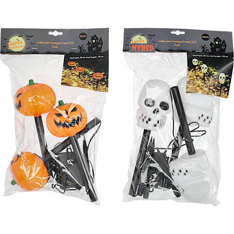 Halloween Havespyd Med LED 3-pak Assorteret
