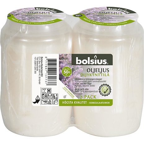 Bolsius Havelys refill 5,5x9,5 cm 2-pak - Hvid 254 g