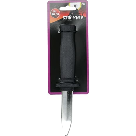 Halloween Kniv Med Kunstigt Stik Længde 18,7 cm Sort og Sølvfarvet