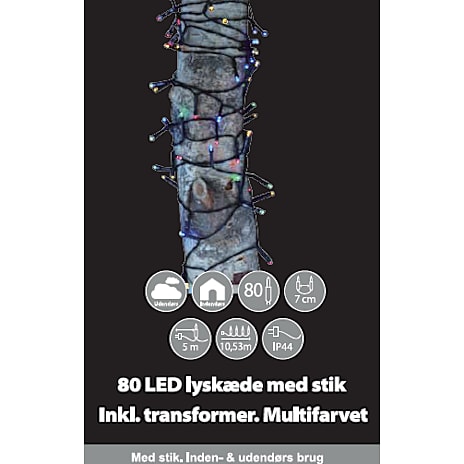 Lyskæde 80 LED Multifarvet