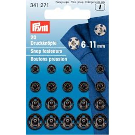 Prym Tryklåse Sort Assorterede Str. 6-11 mm