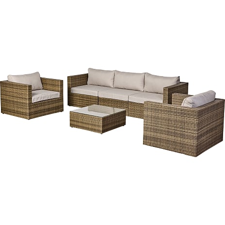 Pisa Loungesofa med 2 Stole og Bord Natur