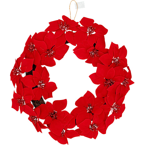 Julefryd Krans Med Velour Julestjerner Diameter 55,5 cm Mørkerød