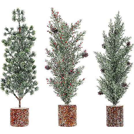 Jule grantræ med glimmer, H 33-39 cm - flere varianter - assorteret 1 stk.