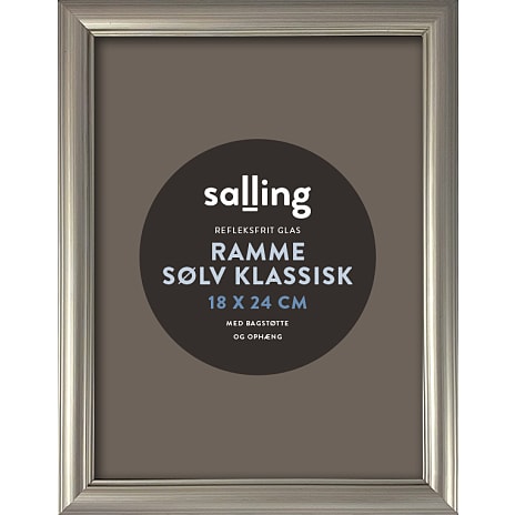 Salling Klassisk sølvfarvet ramme m. refleksfrit glas - 18x24 cm 1 stk.